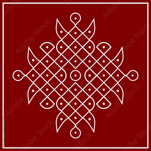 Traditional Indian folk art - known as rangoli, kolam, alpona for diwali,onam, vector design