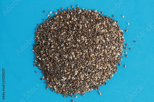 superfood chia seeds on colorful background
