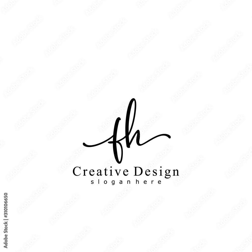 Letter FH handwriting initial of signature logo Stock Vector | Adobe Stock