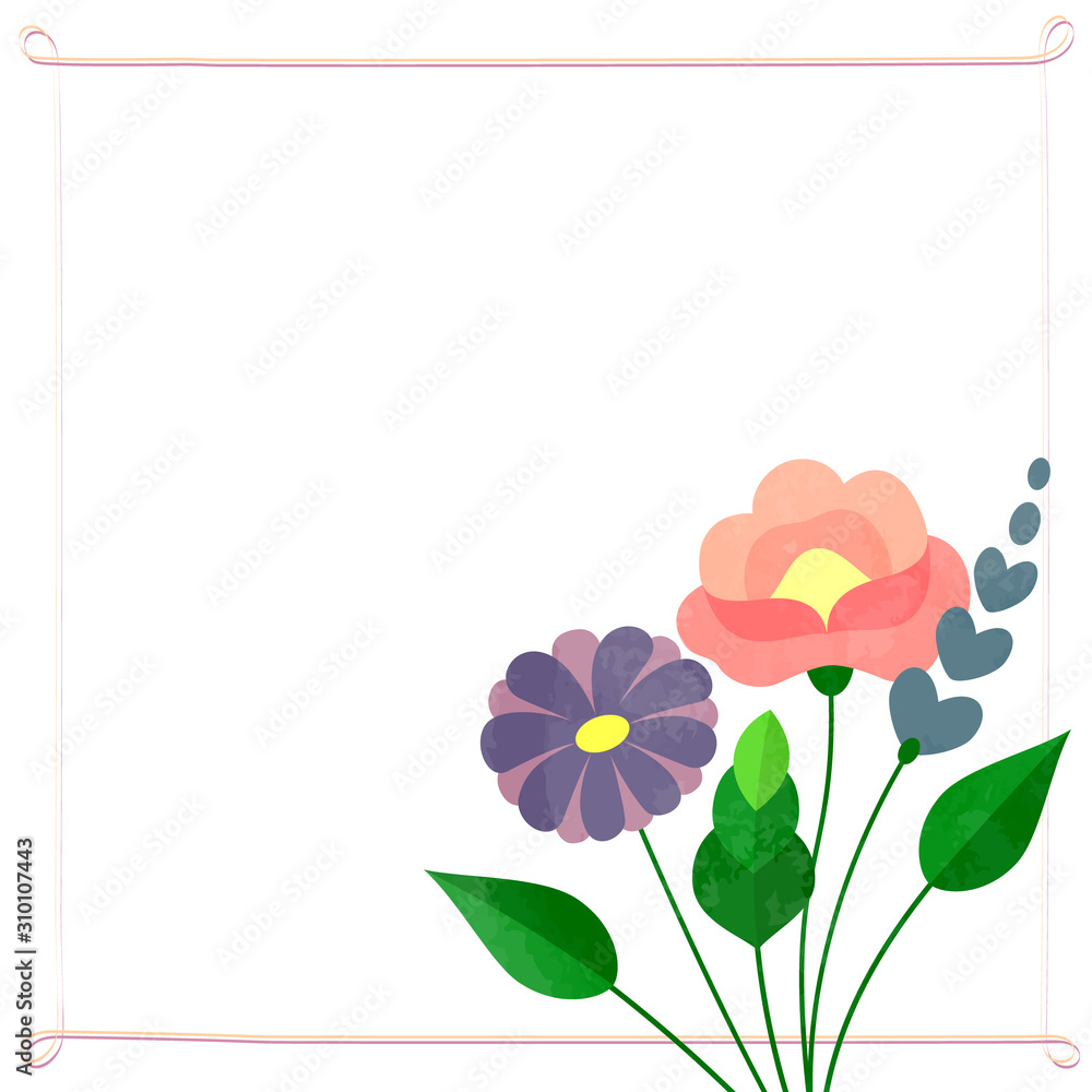 Flower illustration frame (background material)