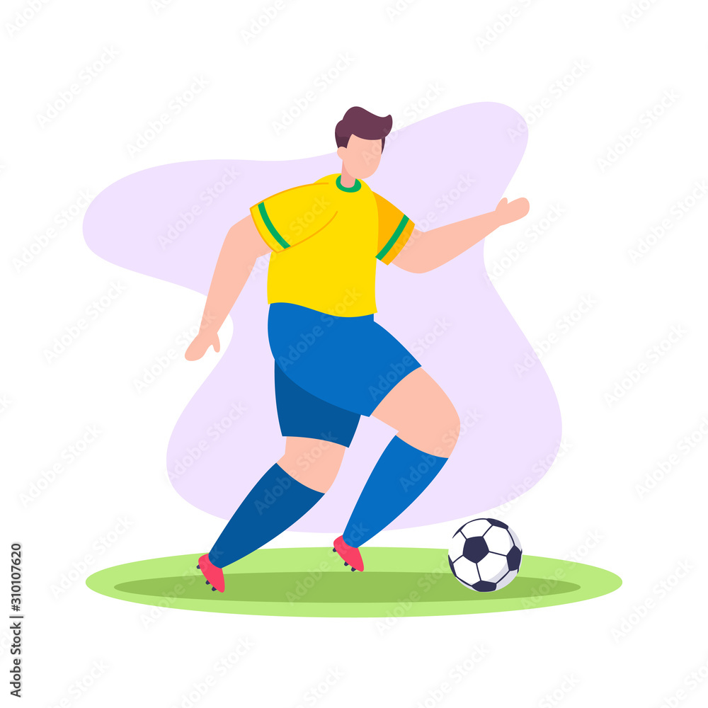Soccer player dribble the ball, vector flat illustration Soccer player dribble the ball, vector flat illustration