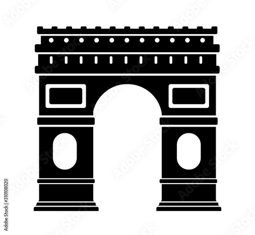 Wallpaper Mural Arc de Triomphe - France , Paris / World famous buildings monochrome vector illustration