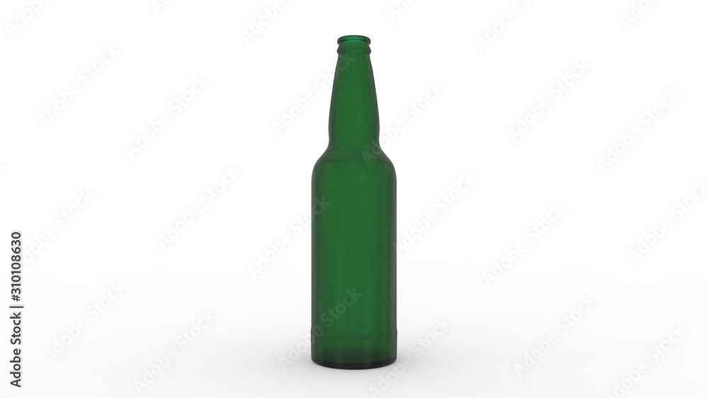 3d rendering of a glass beer bottle mockup in white studio background 3d rendering of a glass beer bottle mockup in white studio background