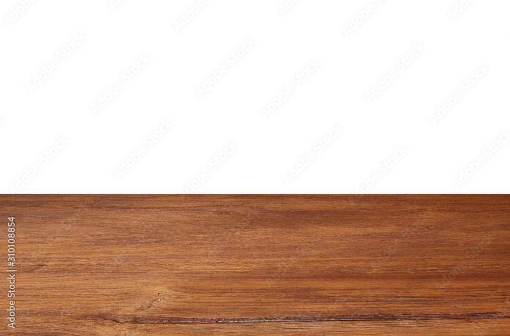 Naklejka premium Empty wood floor perspective table top isolate on white background