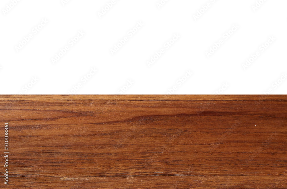 Naklejka premium Empty wood floor perspective table top isolate on white background