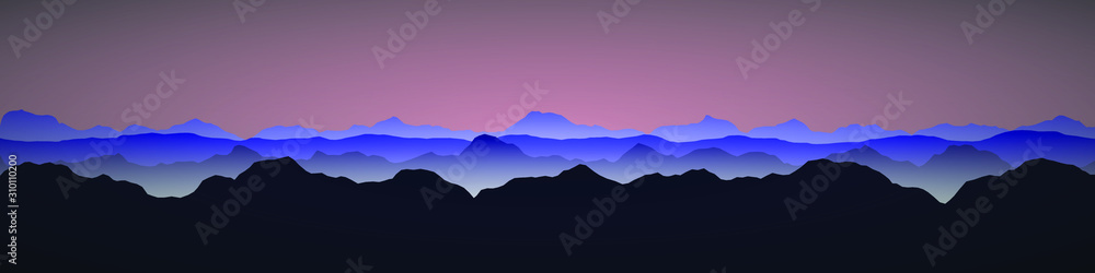 Fototapeta premium Color Mountains Landscape Generative Art background illustration