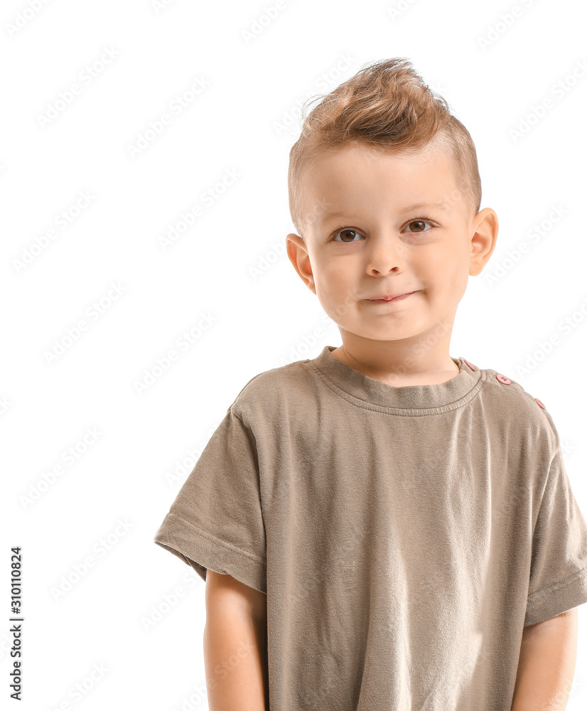 Portrait of cute little boy on white background Portrait of cute little boy on white background