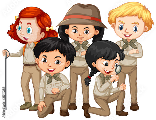 Boys and girls in safari outfit