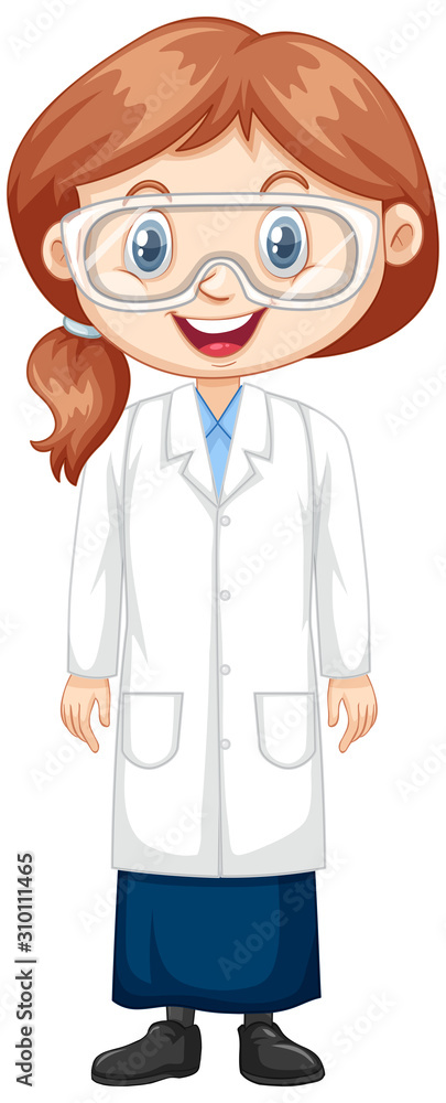 Girl in science gown on white background Girl in science gown on white background