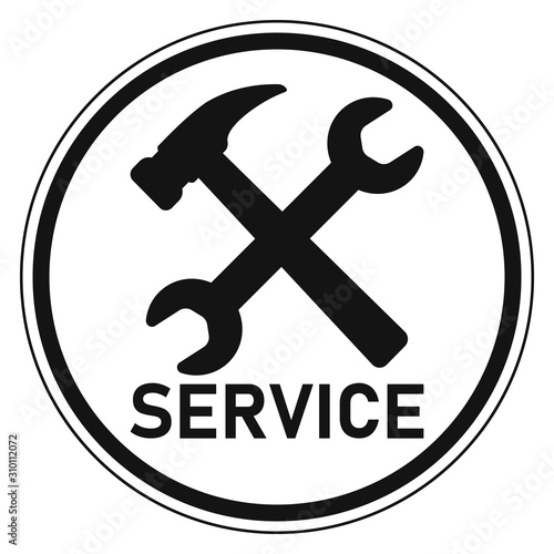 icon logo service center repair and customer service vector sign service wrench and hammer, repair service and support