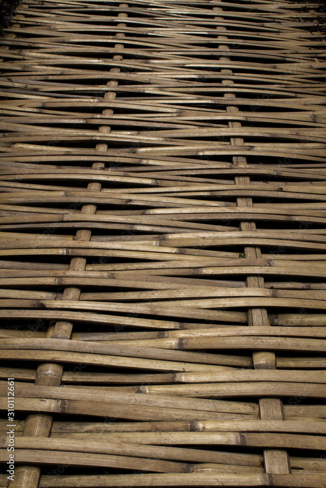 The natural bamboo floor on the pathway The natural bamboo floor on the pathway