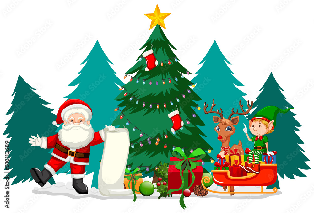 Christmas theme with Santa and his list