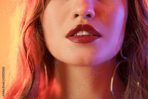 Young woman with stylish makeup, closeup