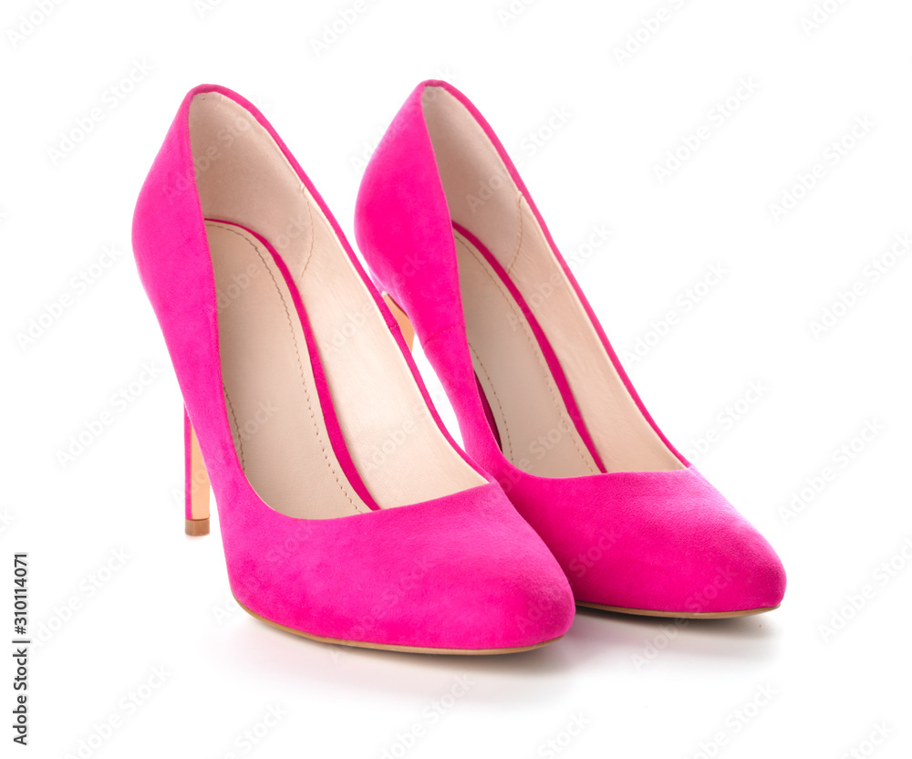 Stylish female shoes on white background Stylish female shoes on white background