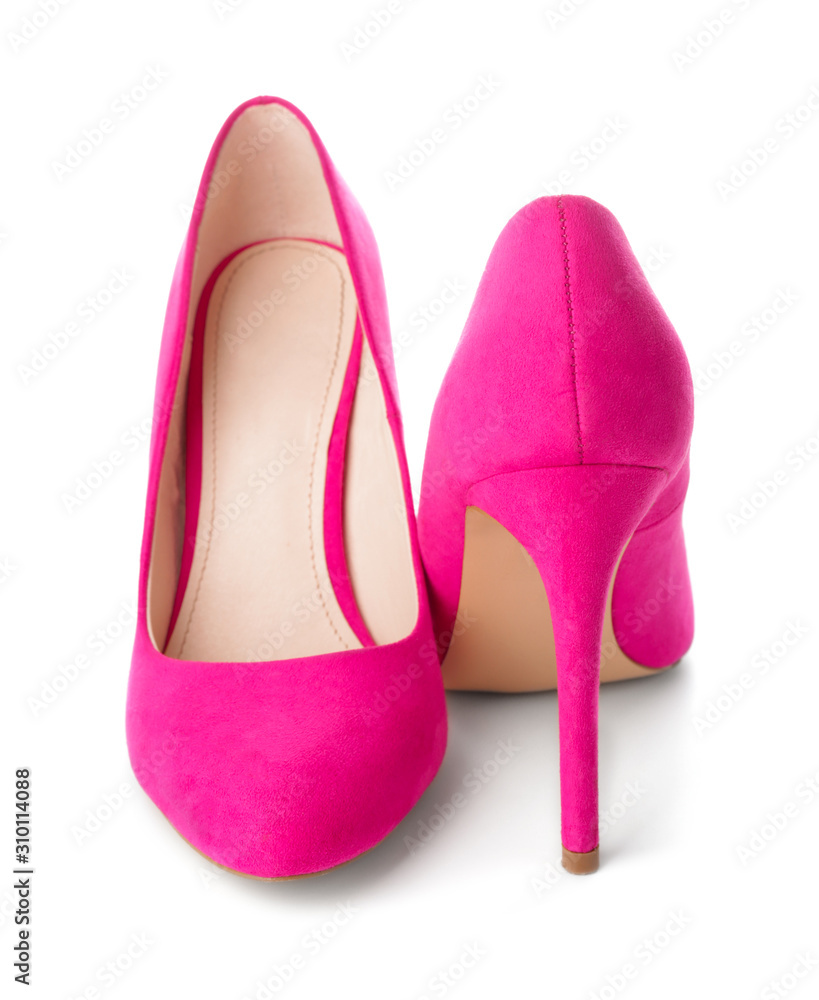 Stylish female shoes on white background Stylish female shoes on white background