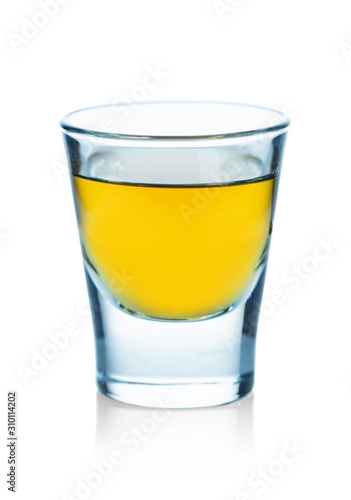 glass with strong alcoholic drink