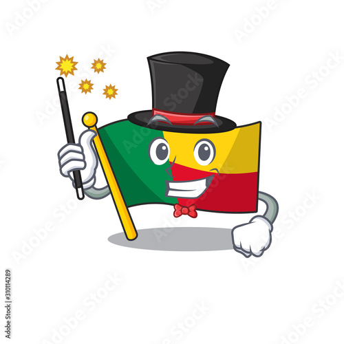 Mascot of flag benin Scroll performance as a Magician style
