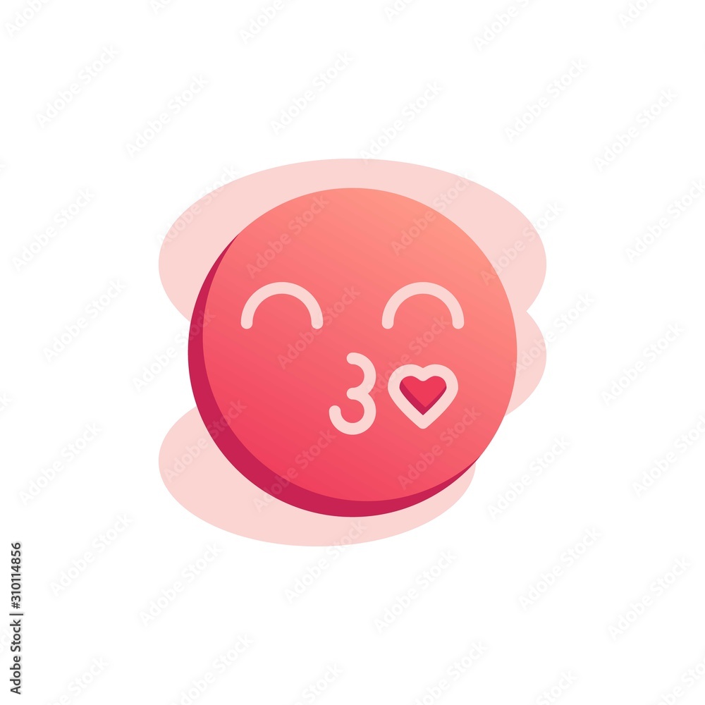 Kissing With Closed Eyes emoticon flat icon, vector sign, Blowing heart kiss emoji colorful pictogram isolated on white. Symbol, logo illustration. Flat style design Kissing With Closed Eyes emoticon flat icon, vector sign, Blowing heart kiss emoji colorful pictogram isolated on white. Symbol, logo illustration. Flat style design