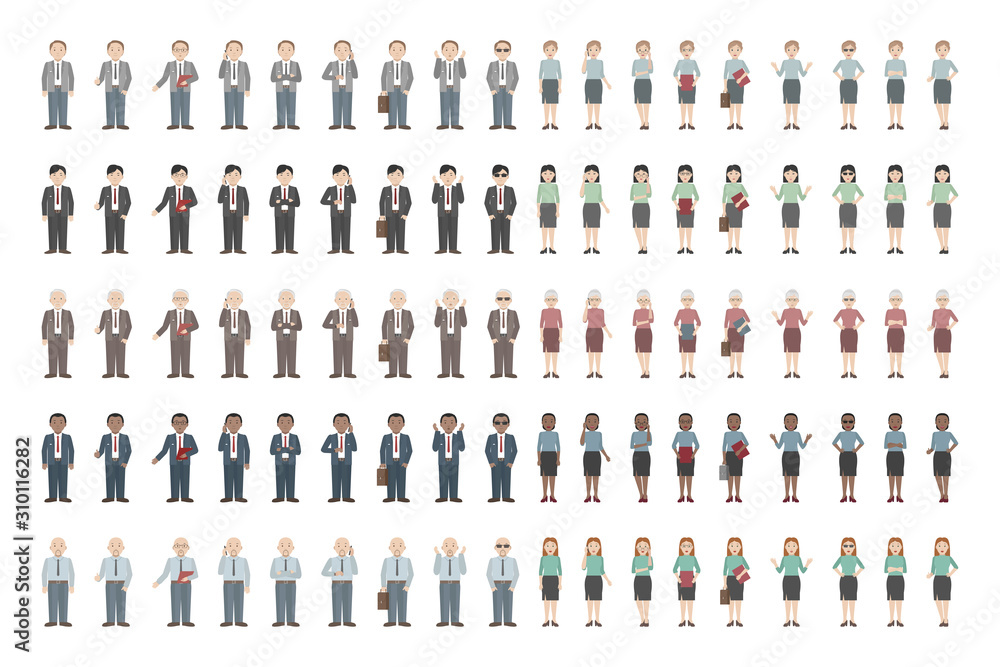 Men and women of different ethnicities standing in different poses. Vector illustration. Men and women of different ethnicities standing in different poses. Vector illustration.