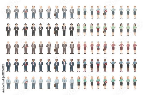 Men and women of different ethnicities standing in different poses. Vector illustration. © Vector DSGNR