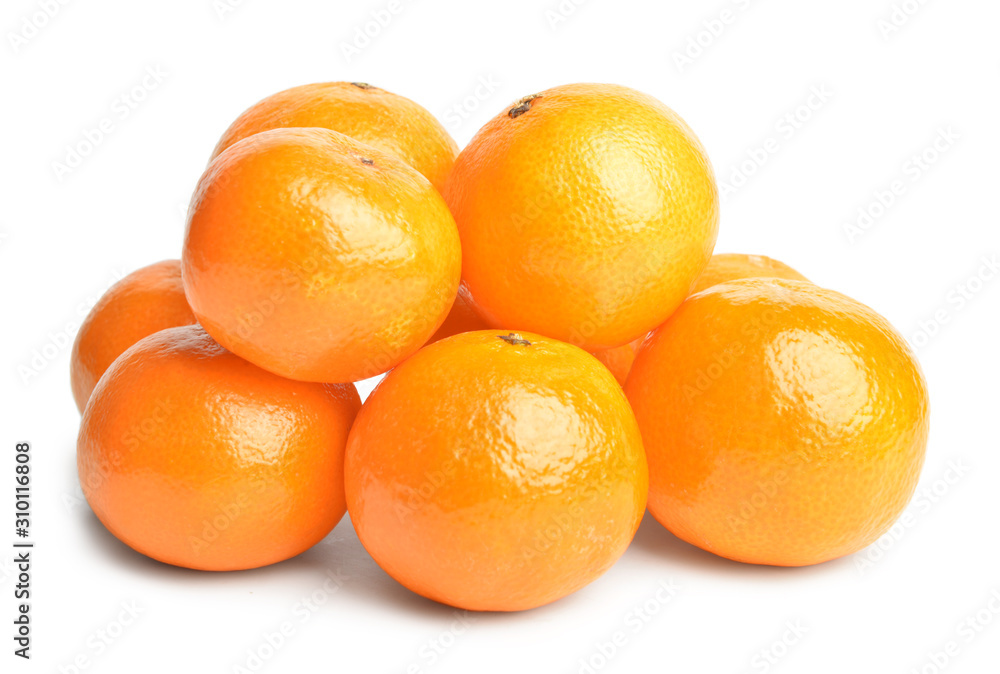 Sweet tangerines on white background Sweet tangerines on white background
