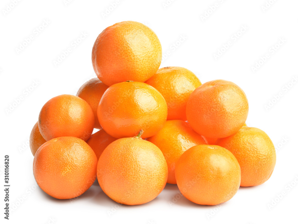 Sweet tangerines on white background Sweet tangerines on white background