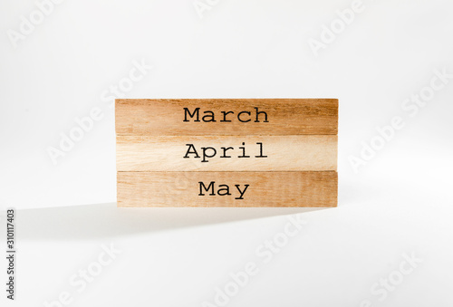 spring months wooden calendar blocks
