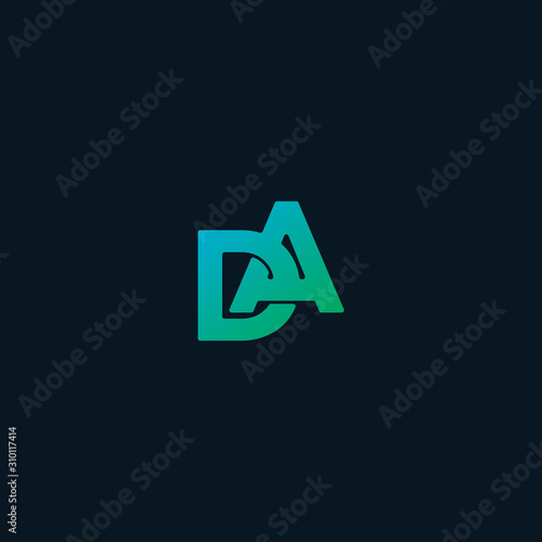 Initial letter AD logo design vector, dark background