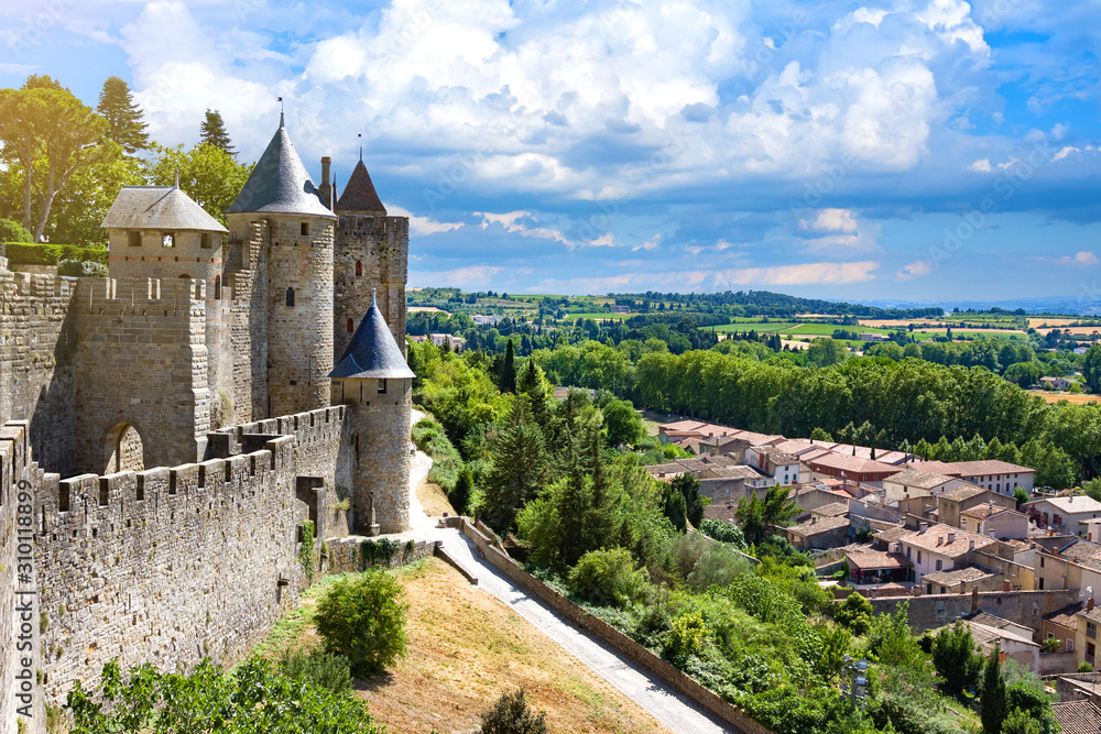 Beautiful view of old town of Carcassone, France