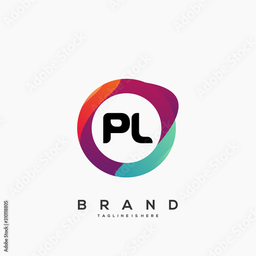 PL initial logo With Colorful Circle template vector.