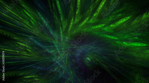 3D rendering abstract green fractal light background