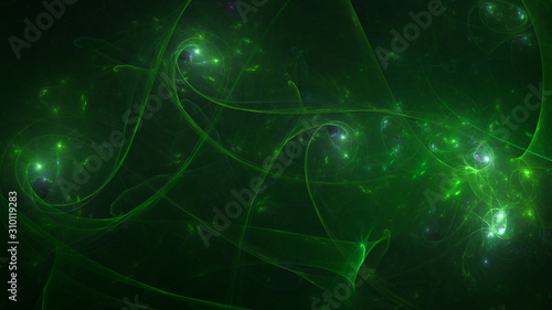 3D rendering abstract green fractal light background