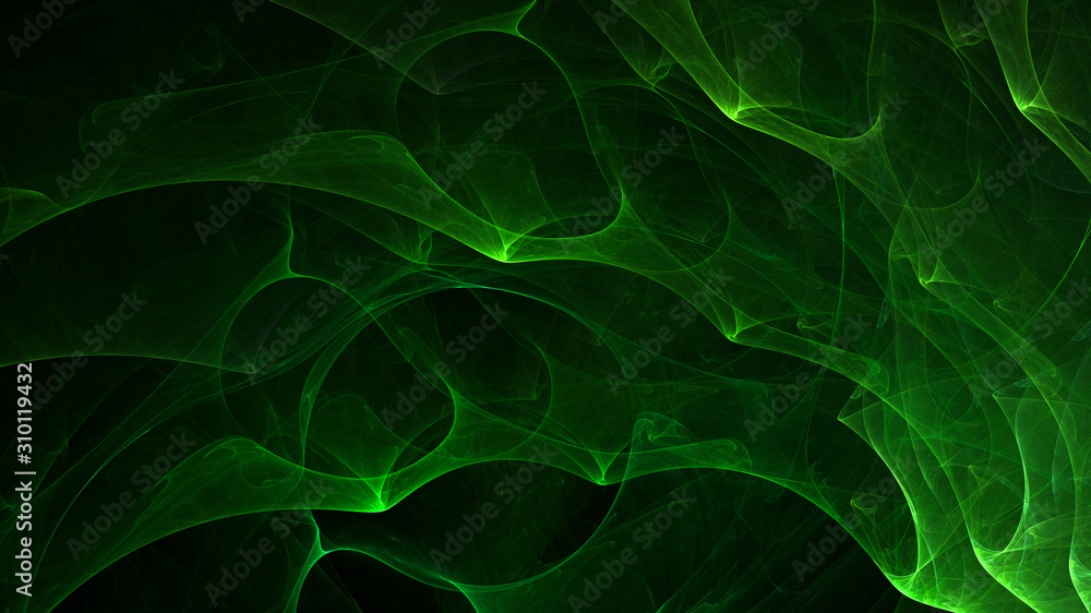 3D rendering abstract green fractal light background
