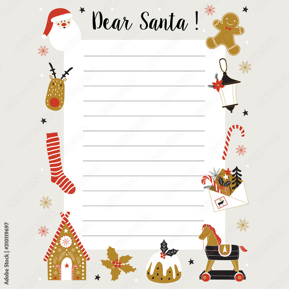 Fototapeta premium Christmas letter from Santa Claus template vector
