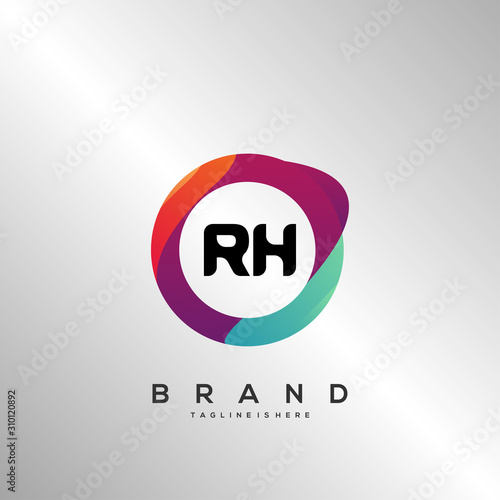 RH initial logo With Colorful Circle template vector.
