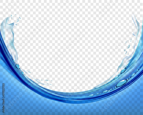 Water surface close up with waves and splashes.