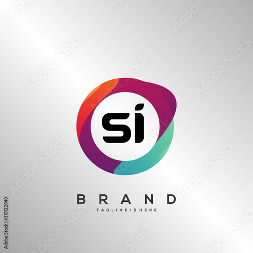 SI initial logo With Colorful Circle template vector.