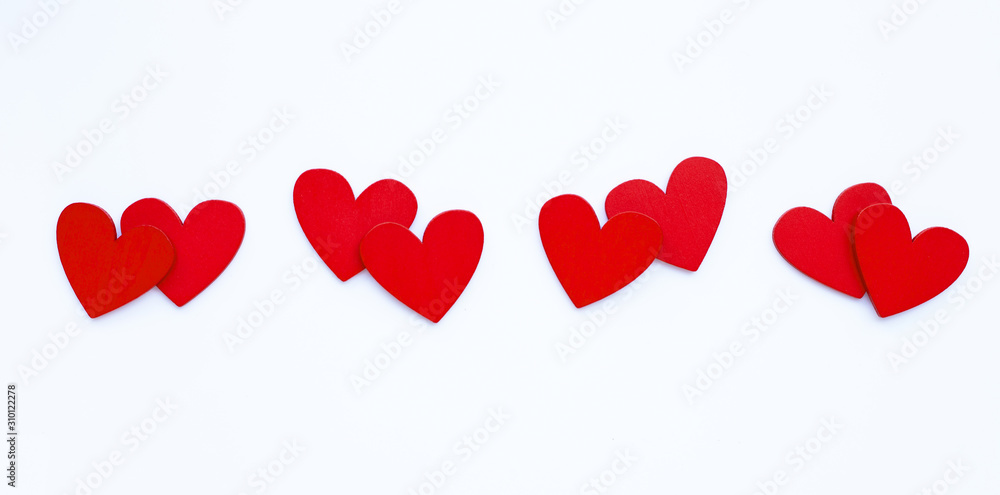Valentine's day - Couple red hearts on white