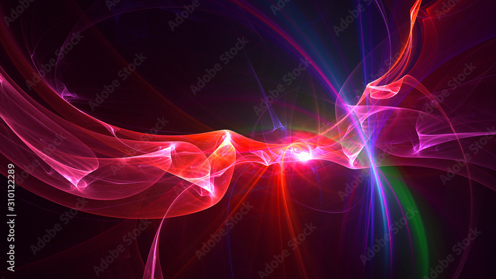 Obraz premium 3D rendering abstract red fractal light background