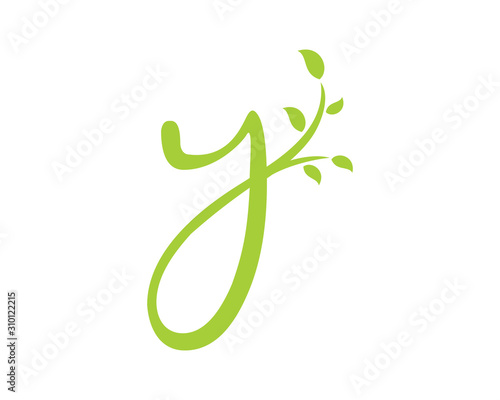 Letter Y With Leaf Logo Vector 003