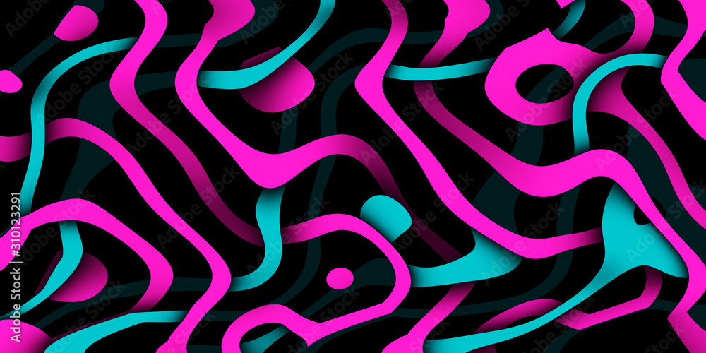 Multicolor glowing twisted lines on black background. Shiny neon fractal. Abstract psychedelic 3D illustration Multicolor glowing twisted lines on black background. Shiny neon fractal. Abstract psychedelic 3D illustration