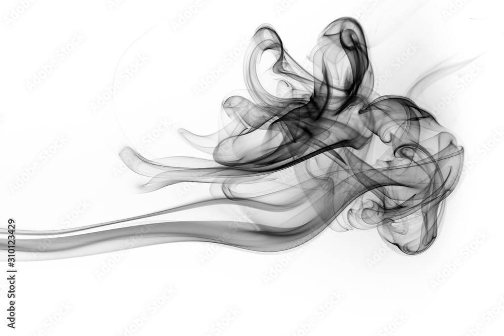 Black smoke abstract on white background, fire design