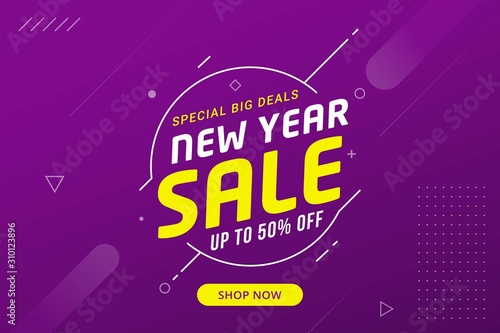 New Year sale discount banner template promotion design for business
