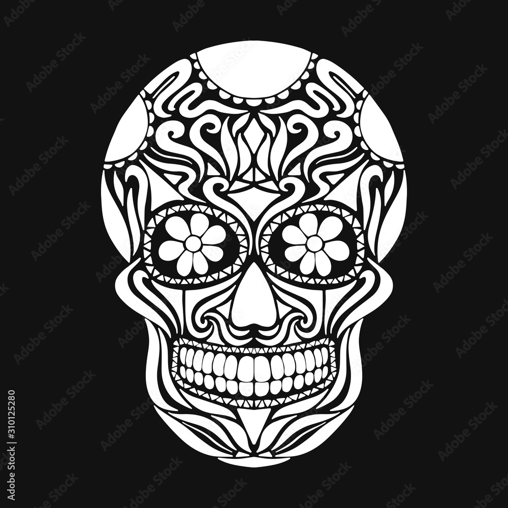 Day of The Dead Skull with floral ornament. Mexican sugar skull. Vector illustration Day of The Dead Skull with floral ornament. Mexican sugar skull. Vector illustration