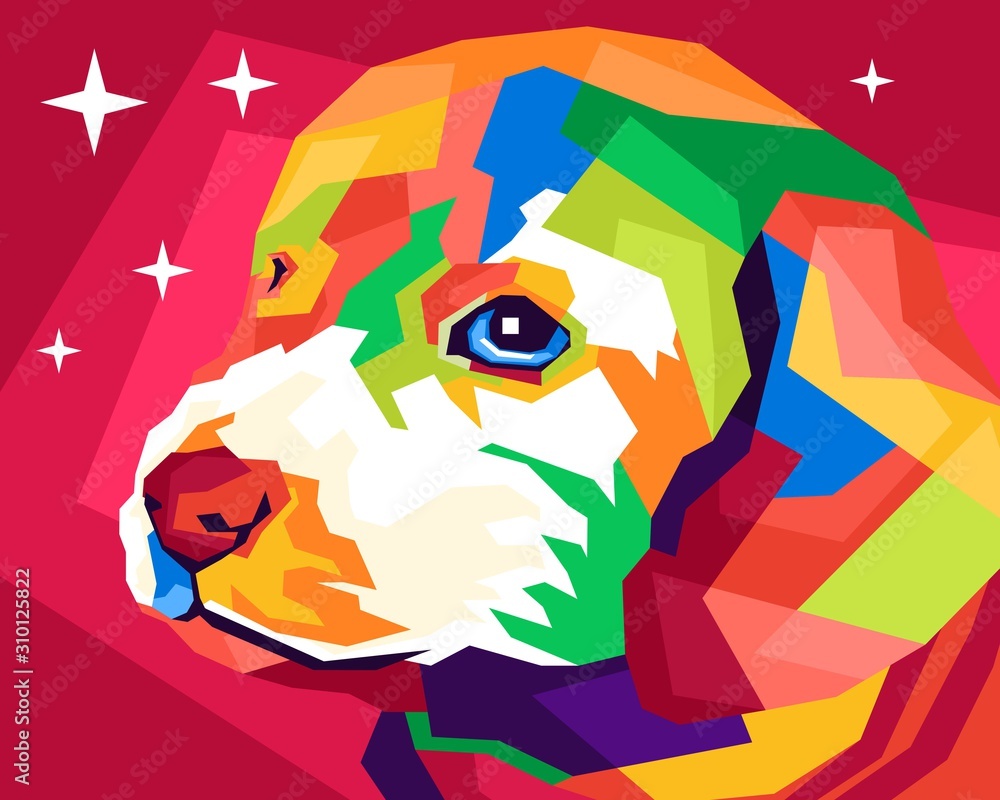 vector illustration of a colorful pop art dog