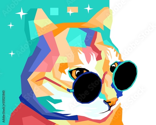 vector illustration of a colorful pop art dogs