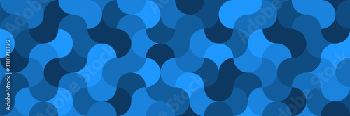 Stylish geometric background in classic blue tones. Flat ornament in the style of interior, design, advertising. Seamless vintage pattern.