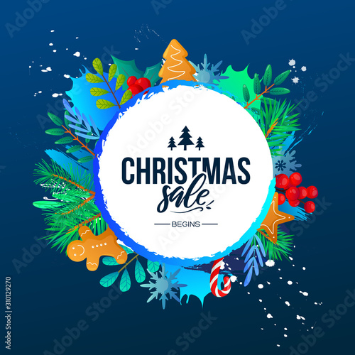 Christmas seasonal sale ad vector background.