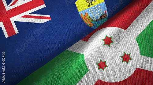 Saint Helena and Burundi two flags textile cloth, fabric texture photo