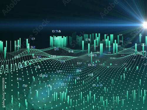 Abstract analysis infographics background. Spatio temporal data. Big data. Diagram analysis algorithms. photo